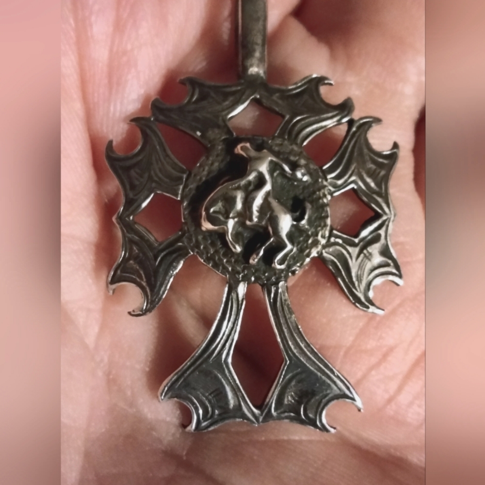 Rockin Out Sterling Silver Cross Pendant